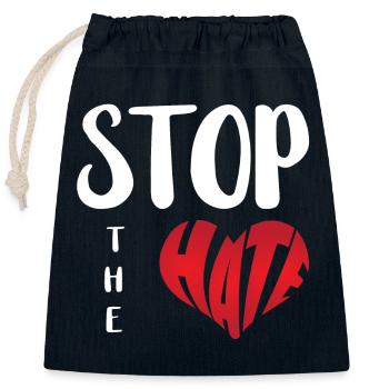 Pas de haine Aversion Stop Haine Anti Haine - Sac cadeau en coton avec cordon (25 x 30 cm) - bleu marine - Devant