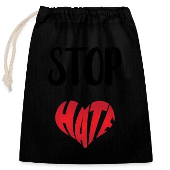 Pas de haine Aversion Stop Haine Anti Haine - Sac cadeau en coton avec cordon (25 x 30 cm) - noir - Devant