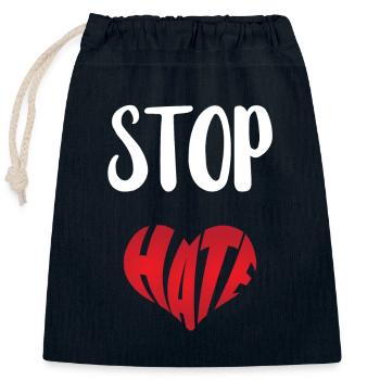 Kein Hass Abneigung Stopp Hass Anti Hass - Verschließbarer Geschenkbeutel aus Baumwolle (25x30cm) - Navy - Vorne