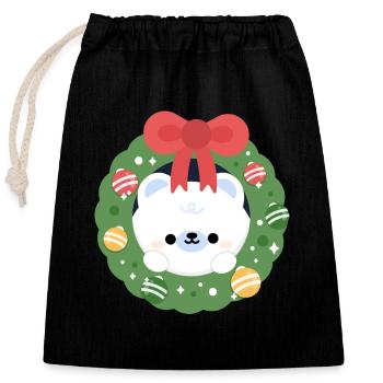 Noël de l’ours polaire - Sac cadeau en coton avec cordon (25 x 30 cm) - noir - Devant