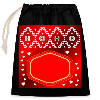 WEIHNACHTEN NAMENSSCHILD SELBST GESTALTEN - Verschließbarer Geschenkbeutel aus Baumwolle (25x30cm) - Schwarz - Vorne