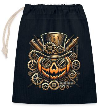 Steampunk citrouille Halloween Gear - Sac cadeau en coton avec cordon (25 x 30 cm) - bleu marine - Devant