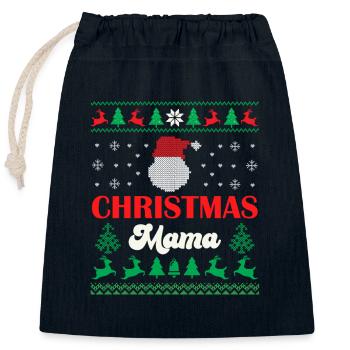 Merry Christmas Mama - Sac cadeau en coton avec cordon (25 x 30 cm) - bleu marine - Devant