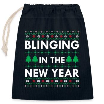 Blinging In The New Year - Sac cadeau en coton avec cordon (25 x 30 cm) - bleu marine - Devant