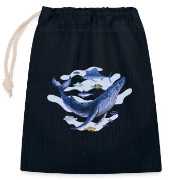 Fish Fish Sea Creatures Whale Marine Mammal - Closable cotton gift bag (25x30cm) - navy - Front