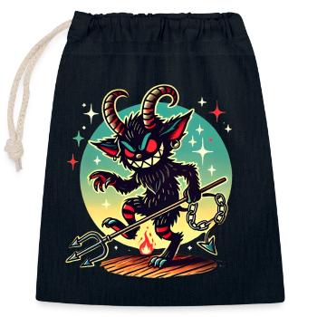 Krampusnacht Sei brav oder Vorsicht - Verschließbarer Geschenkbeutel aus Baumwolle (25x30cm) - Navy - Vorne