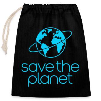 Militants écologistes de Save the Planet Earth - Sac cadeau en coton avec cordon (25 x 30 cm) - noir - Devant