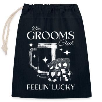 Grooms Club - Men's Night Out Design - Closable cotton gift bag (25x30cm) - navy - Front