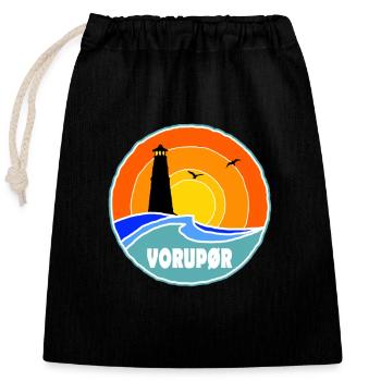 Vorupor Leuchtturm Dänemark - Verschließbarer Geschenkbeutel aus Baumwolle (25x30cm) - Schwarz - Vorne