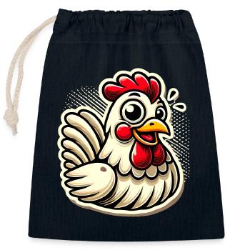 Funny Cartoon Chicken Sticker - Closable cotton gift bag (25x30cm) - navy - Front