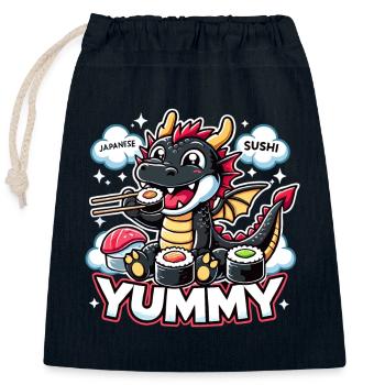 Drache Maki Sushi Yummy Kawaii Geschenk - Verschließbarer Geschenkbeutel aus Baumwolle (25x30cm) - Navy - Vorne