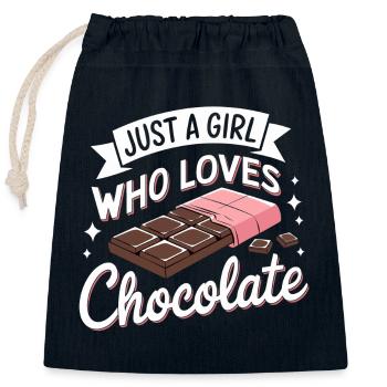 Juste une fille qui aime le chocolat - Sac cadeau en coton avec cordon (25 x 30 cm) - bleu marine - Devant