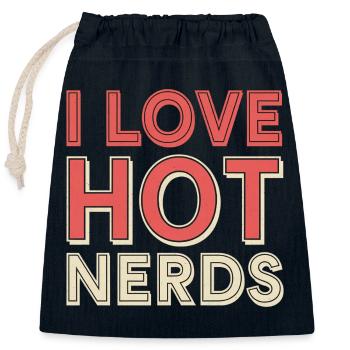 I Love Hot Nerds 20 - Verschließbarer Geschenkbeutel aus Baumwolle (25x30cm) - Navy - Vorne