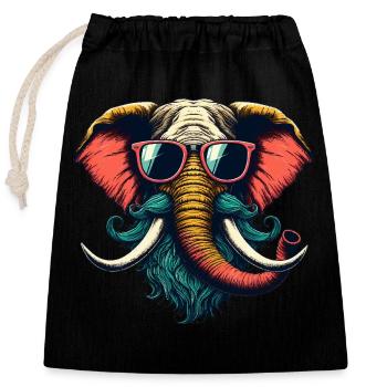 Cool Hipster Elephant Face Moustache Barbe - Sac cadeau en coton avec cordon (25 x 30 cm) - noir - Devant