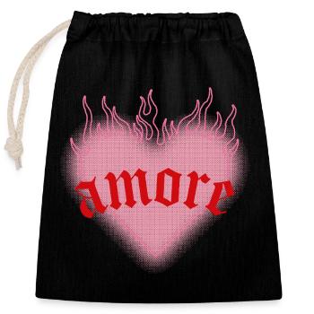 Burning love - Closable cotton gift bag (25x30cm) - black - Front