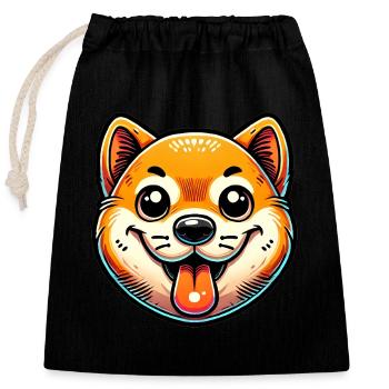 Lustiges Shiba Inu Crypto Dog Design - Verschließbarer Geschenkbeutel aus Baumwolle (25x30cm) - Schwarz - Vorne