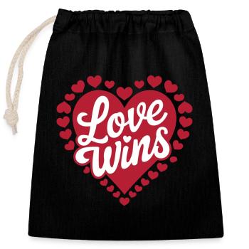 L’amour gagne le cœur Design - Sac cadeau en coton avec cordon (25 x 30 cm) - noir - Devant