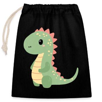 Colorful Dino Children's Motif - Closable cotton gift bag (25x30cm) - black - Front