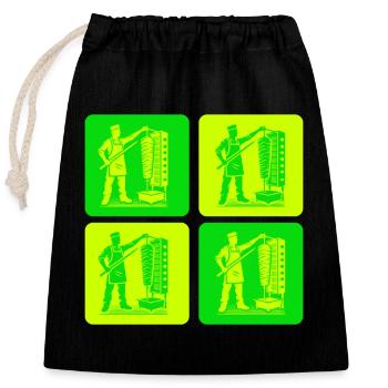 Döner Kebab Retro - Verschließbarer Geschenkbeutel aus Baumwolle (25x30cm) - Schwarz - Vorne
