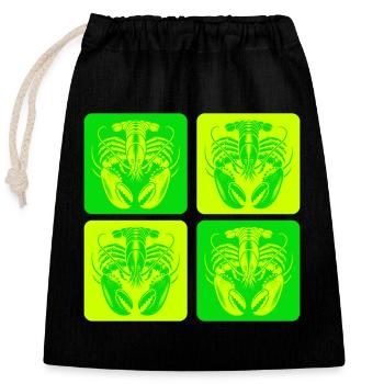 Lobster – symbol of the sea - Closable cotton gift bag (25x30cm) - black - Front