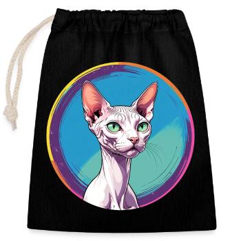 Sphynx Cat - Verschließbarer Geschenkbeutel aus Baumwolle (25x30cm) - Schwarz - Vorne