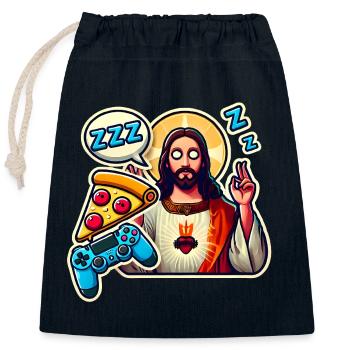 Pixel Gamer Life Manger Dormir Respawn - Sac cadeau en coton avec cordon (25 x 30 cm) - bleu marine - Devant