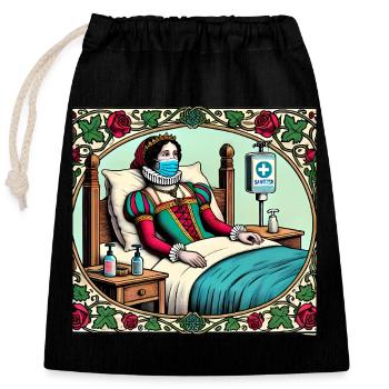 Princesse médiévale amusante en quarantaine - Sac cadeau en coton avec cordon (25 x 30 cm) - noir - Devant