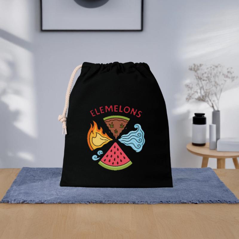 Elemelons Conception élémentaire de pastèque Sac cadeau en coton avec cordon (25 x 30 cm)