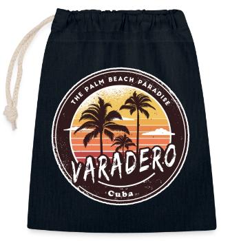 Varadero Cuba – Ambiance rétro de la plage - Sac cadeau en coton avec cordon (25 x 30 cm) - bleu marine - Devant