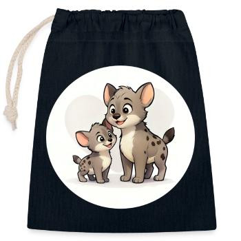 Hyänen Familie - Verschließbarer Geschenkbeutel aus Baumwolle (25x30cm) - Navy - Vorne