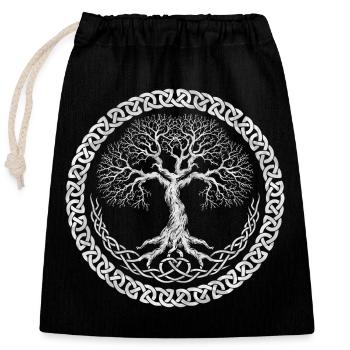 Yggdrasil Baum des Lebens - Verschließbarer Geschenkbeutel aus Baumwolle (25x30cm) - Schwarz - Vorne