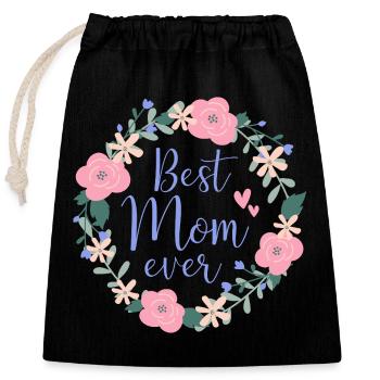 Best Mom ever - lila - Verschließbarer Geschenkbeutel aus Baumwolle (25x30cm) - Schwarz - Vorne