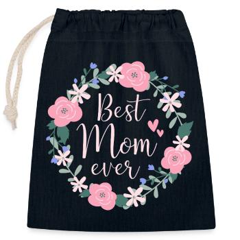 Best Mom ever - pink - Verschließbarer Geschenkbeutel aus Baumwolle (25x30cm) - Navy - Vorne