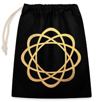 Yoga Luxus Gold Mandala Meditation Konzentration - Verschließbarer Geschenkbeutel aus Baumwolle (25x30cm) - Schwarz - Vorne