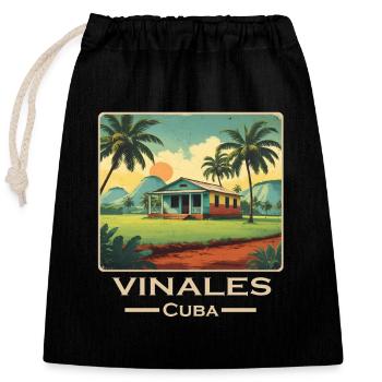 Vinales Cuba alternativ retro - Verschließbarer Geschenkbeutel aus Baumwolle (25x30cm) - Schwarz - Vorne