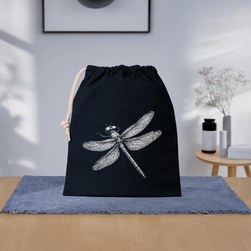 Libellule Sac cadeau en coton avec cordon (25 x 30 cm)