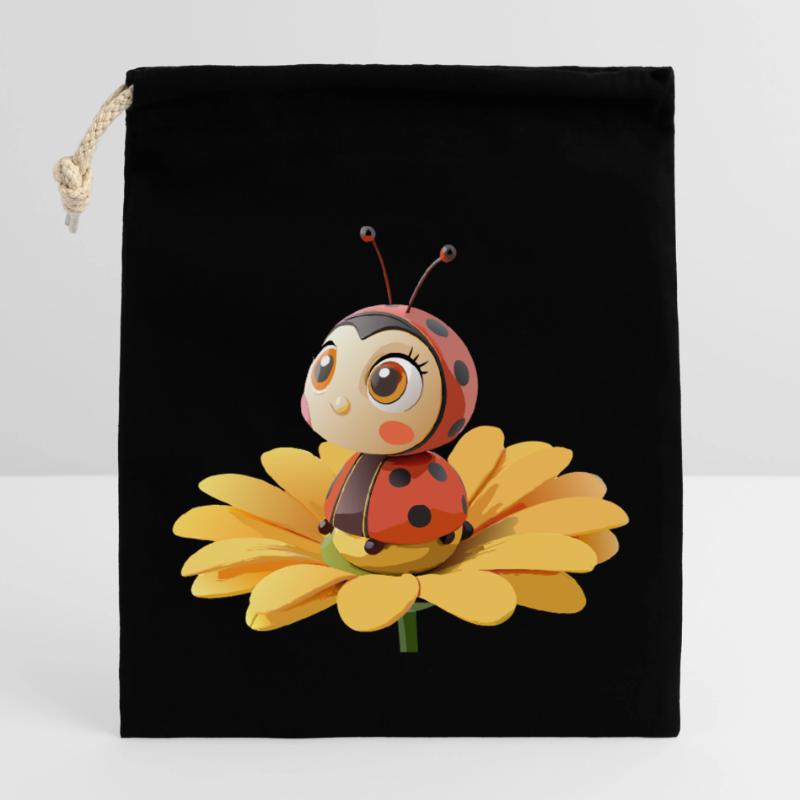 Süßer Marienkäfer auf einer Blume Verschließbarer Geschenkbeutel aus Baumwolle (25x30cm)