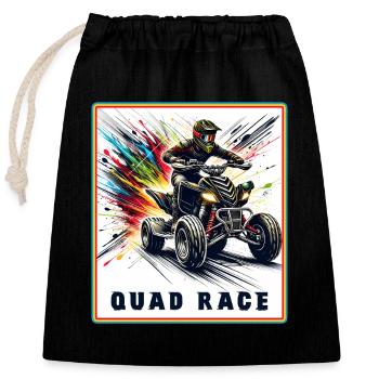 Course de quad – Explosion de vitesse - Sac cadeau en coton avec cordon (25 x 30 cm) - noir - Devant