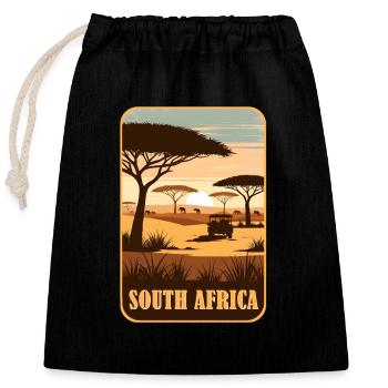South Africa Afrika Safari - Verschließbarer Geschenkbeutel aus Baumwolle (25x30cm) - Schwarz - Vorne