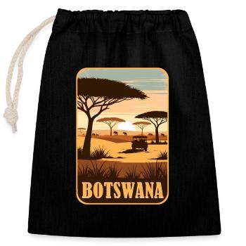 Botswana Afrika Safari - Verschließbarer Geschenkbeutel aus Baumwolle (25x30cm) - Schwarz - Vorne
