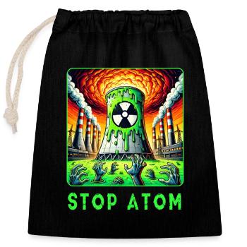 Stop Atom – Radioaktiver - Verschließbarer Geschenkbeutel aus Baumwolle (25x30cm) - Schwarz - Vorne