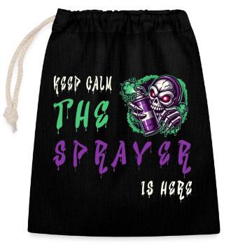 Keep Calm – The Sprayer - Closable cotton gift bag (25x30cm) - black - Front