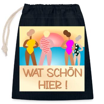FRAUEN STRAND SONNENUNTERGANG - Verschließbarer Geschenkbeutel aus Baumwolle (25x30cm) - Navy - Vorne