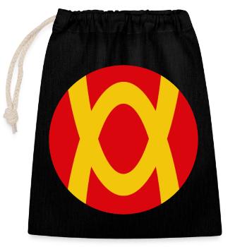 Abstract play of colors with red-yellow contrast - Closable cotton gift bag (25x30cm) - black - Front
