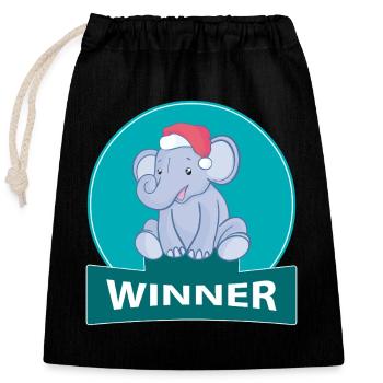 petit Noël Elefant - Sac cadeau en coton avec cordon (25 x 30 cm) - noir - Devant