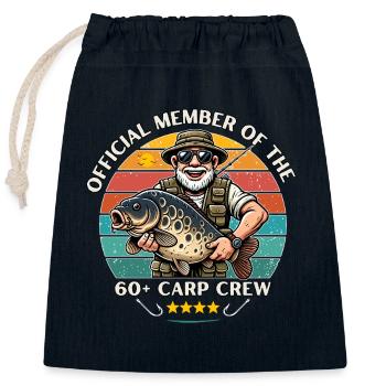 Official Member 60+ Carp Fishing Crew - Closable cotton gift bag (25x30cm) - navy - Front