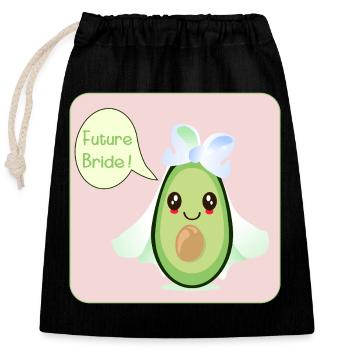 SÜSSE HOCHZEIT AVOCADO ZUKUNFT BRAUT - Verschließbarer Geschenkbeutel aus Baumwolle (25x30cm) - Schwarz - Vorne