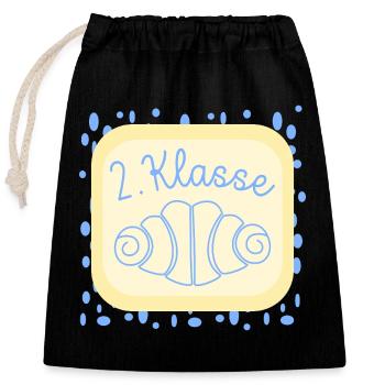Franzbrötchen Schulkind 2. Klasse - Verschließbarer Geschenkbeutel aus Baumwolle (25x30cm) - Schwarz - Vorne