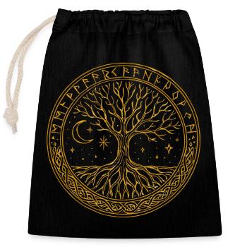 Pendentif Arbre de Vie – Symbolisme de la Décoration Spirituelle - Sac cadeau en coton avec cordon (25 x 30 cm) - noir - Devant