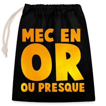 Guy's Impactante or_message T Shirt in Gold Tones - Closable cotton gift bag (25x30cm) - black - Front